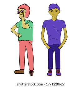 an illustration of a charming cool boy character