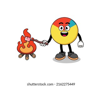 Ilustración de gráfico que quema un malvavisco, diseño de caracteres