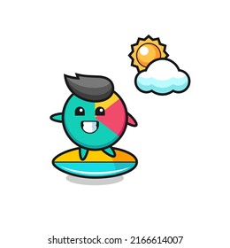 Illustration of chart cartoon do surfing on the beach , cute style design for t shirt, sticker, logo element