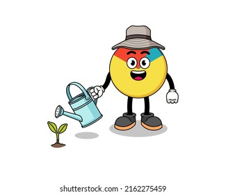 Illustration of chart cartoon watering the plant , character design