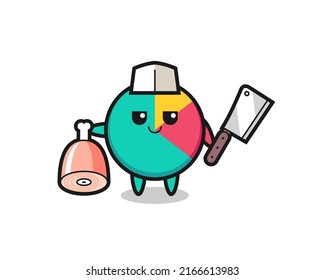 Illustration of chart character as a butcher , cute style design for t shirt, sticker, logo element