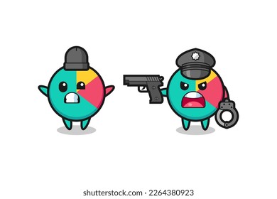 ilustración del ladrón gráfico con las manos arriba pose pillada por la policía, diseño de estilo lindo para camiseta, pegatina, elemento logo