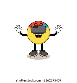 Ilustración de la gráfica con un auricular vr, diseño de caracteres