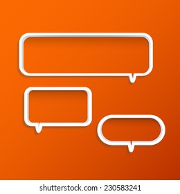 Illustration of chat bubble shelves on a colorful orange background.