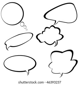 Illustration with chat bubbles and idea bulbs