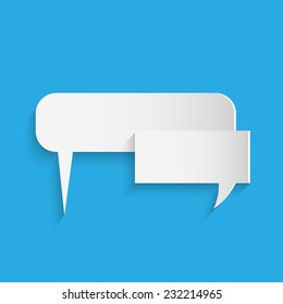 Illustration of chat bubbles on a colorful blue background.