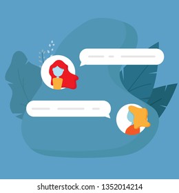 illustration of chat conversation message flat design vector background