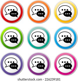 Illustration of chat speech icons various colors set