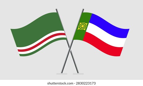 Illustration of Chechnya and Dagestan flags crossed.