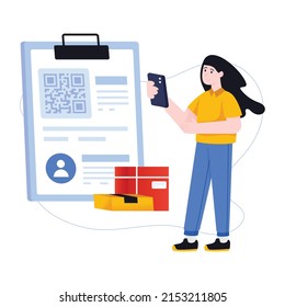 Ilustración del código de barras de comprobación en estilo plano 

