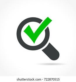 Illustration of check magnifying icon on white background