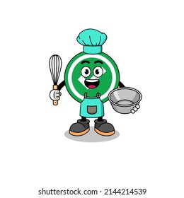 Illustration of check mark as a bakery chef , character design