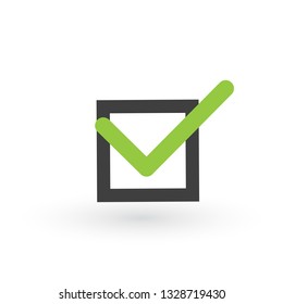 Illustration of check mark icon in square, vector illustration isolated on white background.