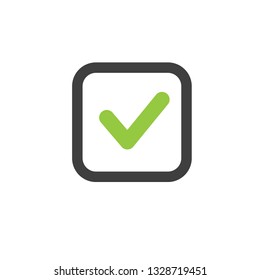 Illustration of check mark icon in square, vector illustration isolated on white background.