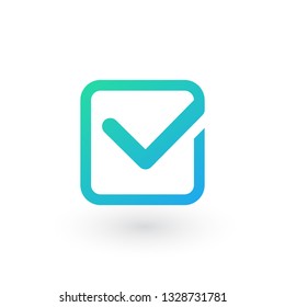 Illustration of check mark icon in square, vector illustration isolated on white background.