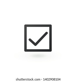 Illustration of check mark icon in square, vector illustration isolated on white background.