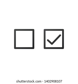 Illustration of check mark icon in square and blank box, vector illustration isolated on white background.