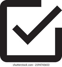 Illustration of check mark icon in square, vector illustration isolated on black background.