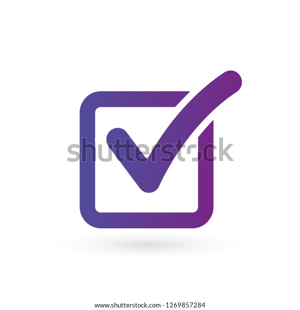 紫のグラデーションで四角い背景にチェックマークのアイコン 黒い背景にベクターイラスト のベクター画像素材 ロイヤリティフリー 1269857284