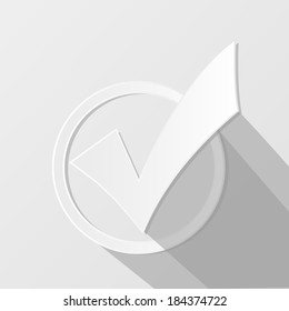 Illustration of a check mark on a gray background.