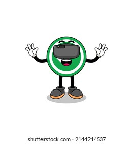 Ilustración de la marca de verificación con un auricular vr, diseño de caracteres
