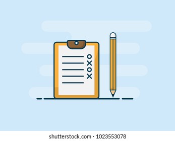 illustration of checklist with pencil flat design vector background