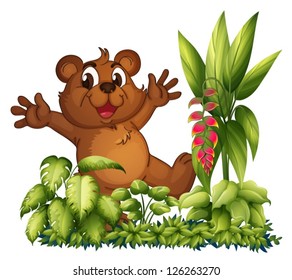 Illustration of a cheeerful bear on a white background