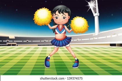 Illustration of a cheerer with a yellow pompom