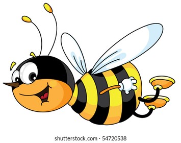 An illustration of a cheerful bee