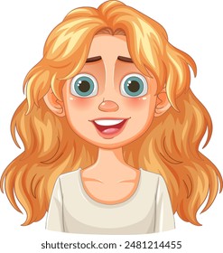 Illustration of a cheerful blonde girl smiling