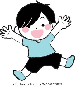 Illustration of a cheerful boy jumping 1-3