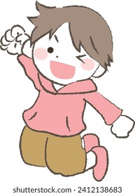 Illustration of a cheerful boy jumping 2