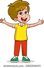 Illustration of a Cheerful Boy Jumping and Having Fun