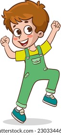 Illustration of a Cheerful Boy Jumping and Having Fun