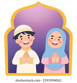 Illustration of cheerful children welcoming