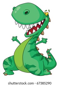 Illustration of a cheerful dinosaur