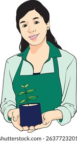 Illustration of a cheerful farmer holding fresh harvested vegetables, showcasing the joy and pride of farming. Perfect for agricultural branding, educational materials, and eco-friendly campaigns.