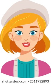 Illustration of a cheerful girl with freckles