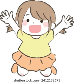 Illustration of a cheerful girl jumping 2