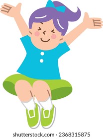 Illustration of a cheerful girl jumping