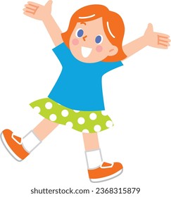 Illustration of a cheerful girl jumping