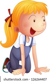 Illustration of a cheerful girl on a white background