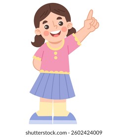 Illustration of Cheerful Girl with Raised Finger