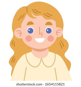 Ilustração de uma personagem menina alegre com cabelo loiro