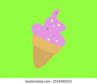 Illustration, a cheerful, minimalist cone-shaped ice cream with pink and colorful sprinkles. Perfect for creative projects, advertisements, or fun designs, this piece brings a cheerful summer feel.