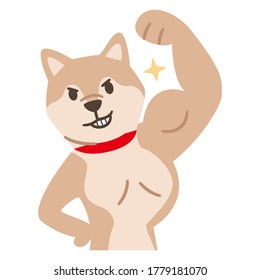 Illustration of a cheerful and muscular dog on a white background