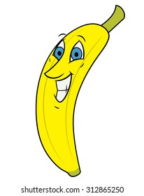 Illustration of the cheerful smiling banana on white background