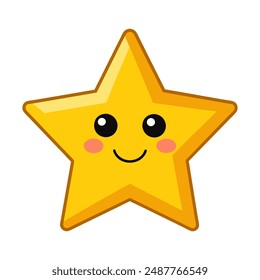 Illustration of a cheerful star in bright colors, perfect for children's books, educational materials and fun decorations. Simple style, funny, doodle