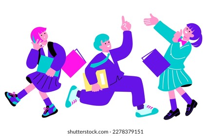 Illustration of a cheerful student in pop colors