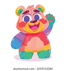 illustration of a cheerful, vibrant-colored bear, perfect for a children's theme

